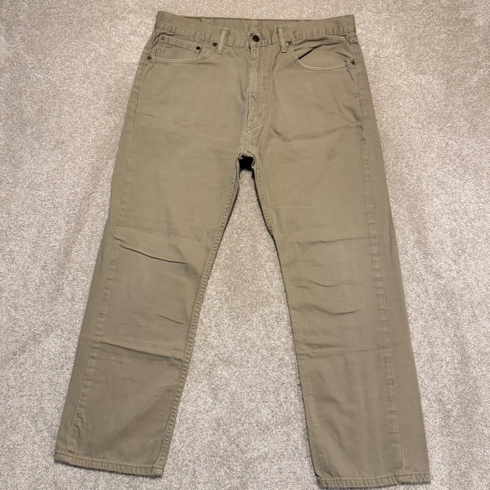Levi's 505 Regular Fit Pants Mens 36x30‎ Khaki Tan Straight Leg Cotton Twill